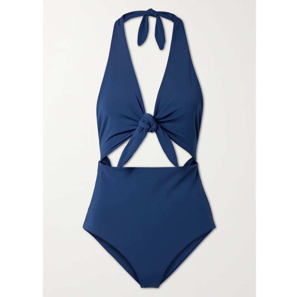 Mara Hoffman Maddy Tie-Front Cutout One-Piece Halter Swimsuit View 6